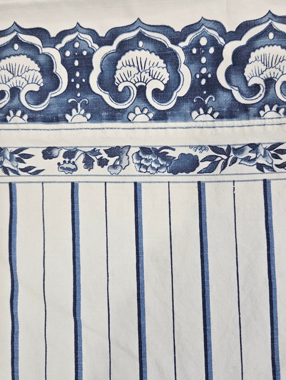 Ralph Lauren Blue Porcelain Jonquil QUEEN Flat Sheet Tamarind Stripe Cotton USA